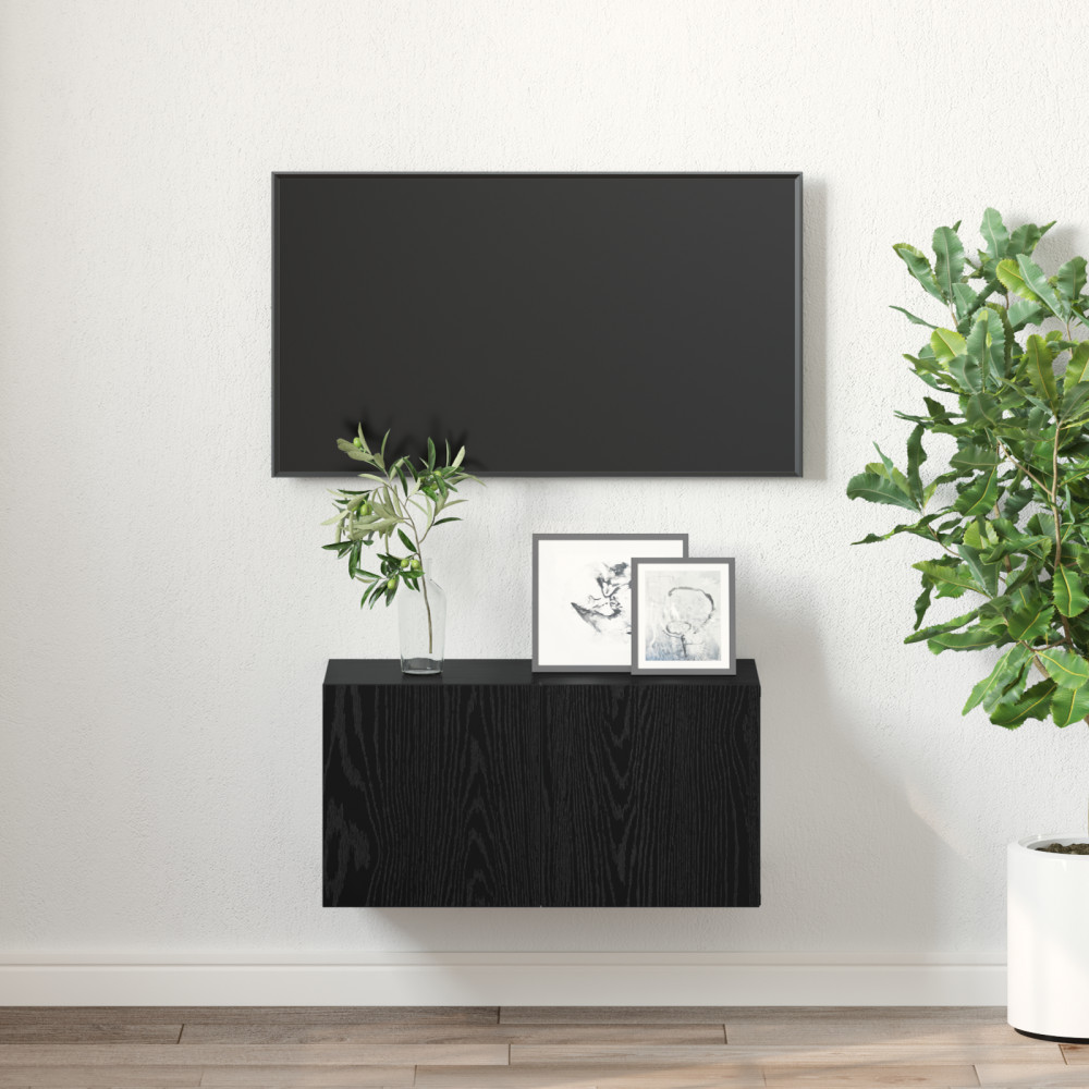 Produktbild för TV-bänkset Väggmonterad Svart 60 x 30 x 30 cm Konstruerat trä