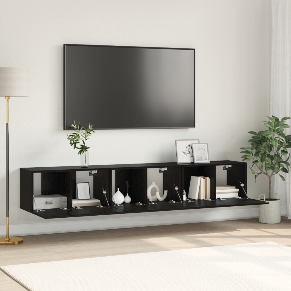Produktbild för TV-bänkset 3 pcs Svart 60 x 30 x 30 cm Konstruerat trä