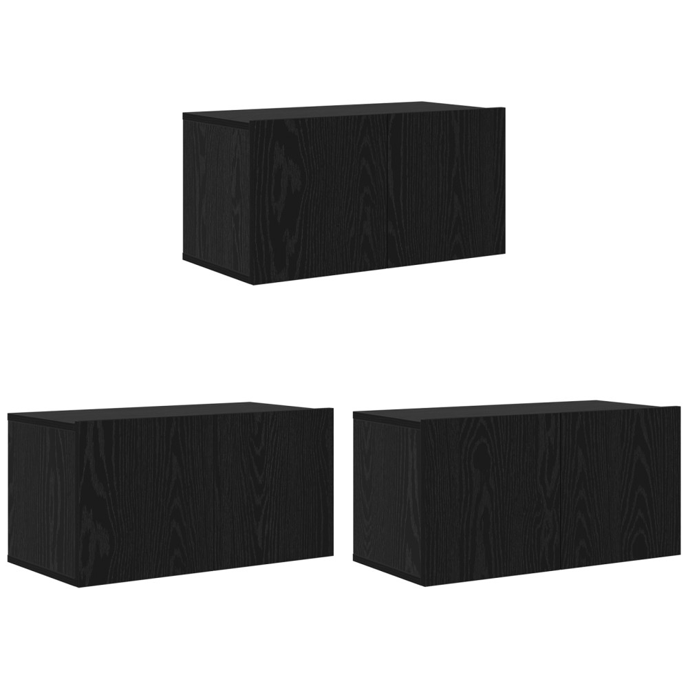 Produktbild för TV-bänkset 3 pcs Svart 60 x 30 x 30 cm Konstruerat trä