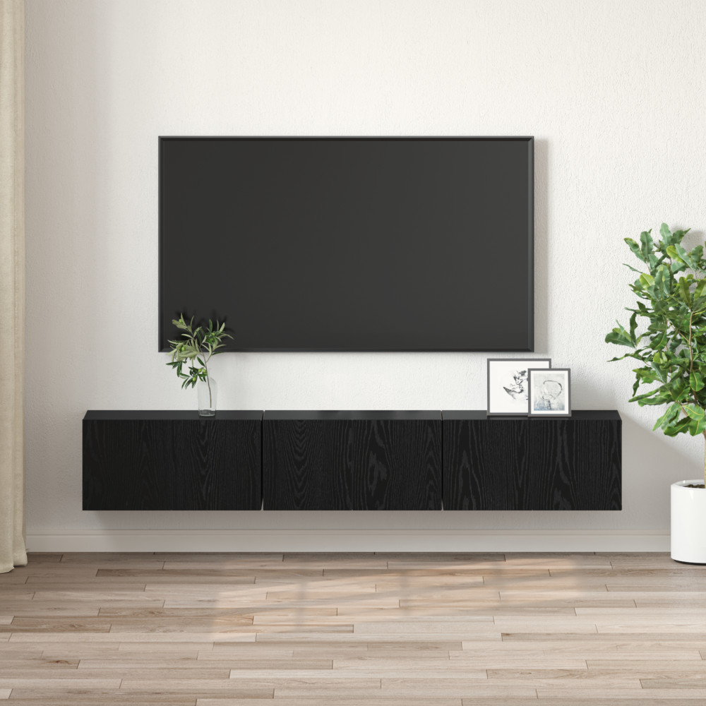 Produktbild för TV-bänkset 3 pcs Svart 60 x 30 x 30 cm Konstruerat trä