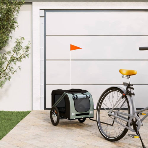 vidaXL Cykelvagn för djur svart och grå oxfordtyg och järn