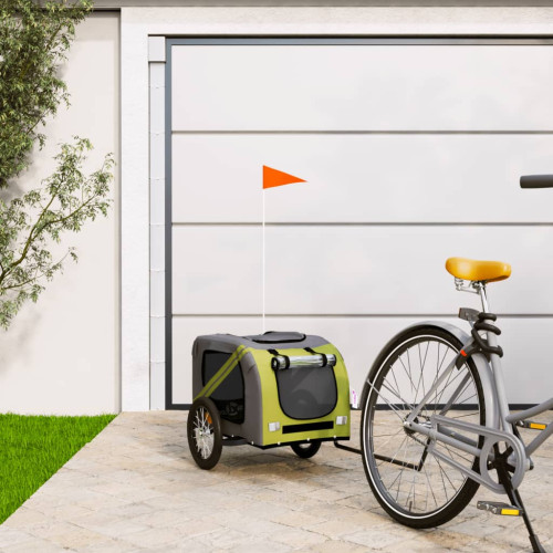 vidaXL Cykelvagn för djur grön och grå oxfordtyg och järn