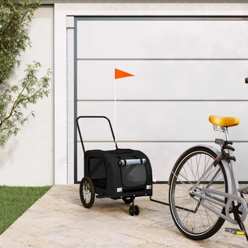 vidaXL Cykelvagn för djur svart oxfordtyg och järn