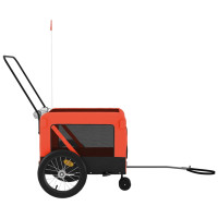 Produktbild för Cykelvagn för djur orange och svart oxfordtyg och järn