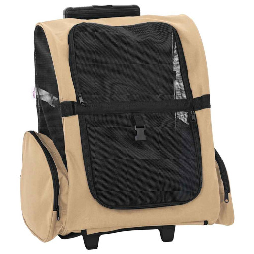 vidaXL Husdjursvagn 3-i-1 sandfärgad 48x32x(57-106) cm oxfordtyg