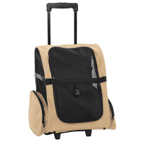 Produktbild för Husdjursvagn 3-i-1 sandfärgad 48x32x(57-106) cm oxfordtyg