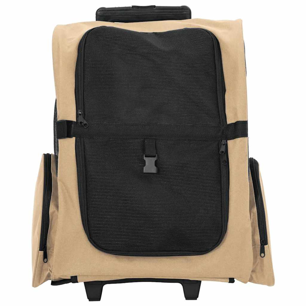 Produktbild för Husdjursvagn 3-i-1 sandfärgad 48x32x(57-106) cm oxfordtyg