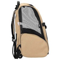 Produktbild för Husdjursvagn 3-i-1 sandfärgad 48x32x(57-106) cm oxfordtyg