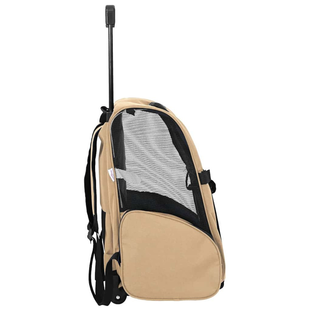 Produktbild för Husdjursvagn 3-i-1 sandfärgad 48x32x(57-106) cm oxfordtyg