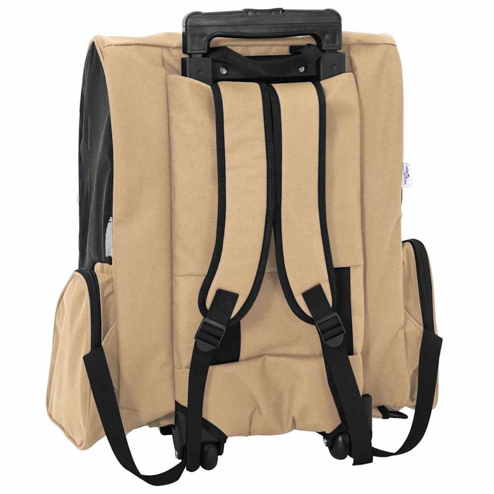 Produktbild för Husdjursvagn 3-i-1 sandfärgad 48x32x(57-106) cm oxfordtyg