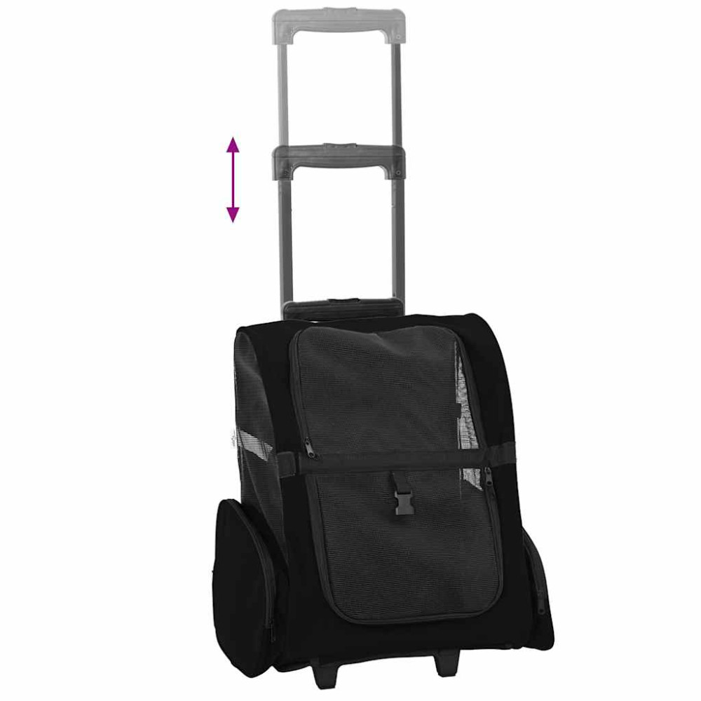 Produktbild för Husdjursvagn 3-i-1-design svart 48x32x(57-106) cm oxfordtyg