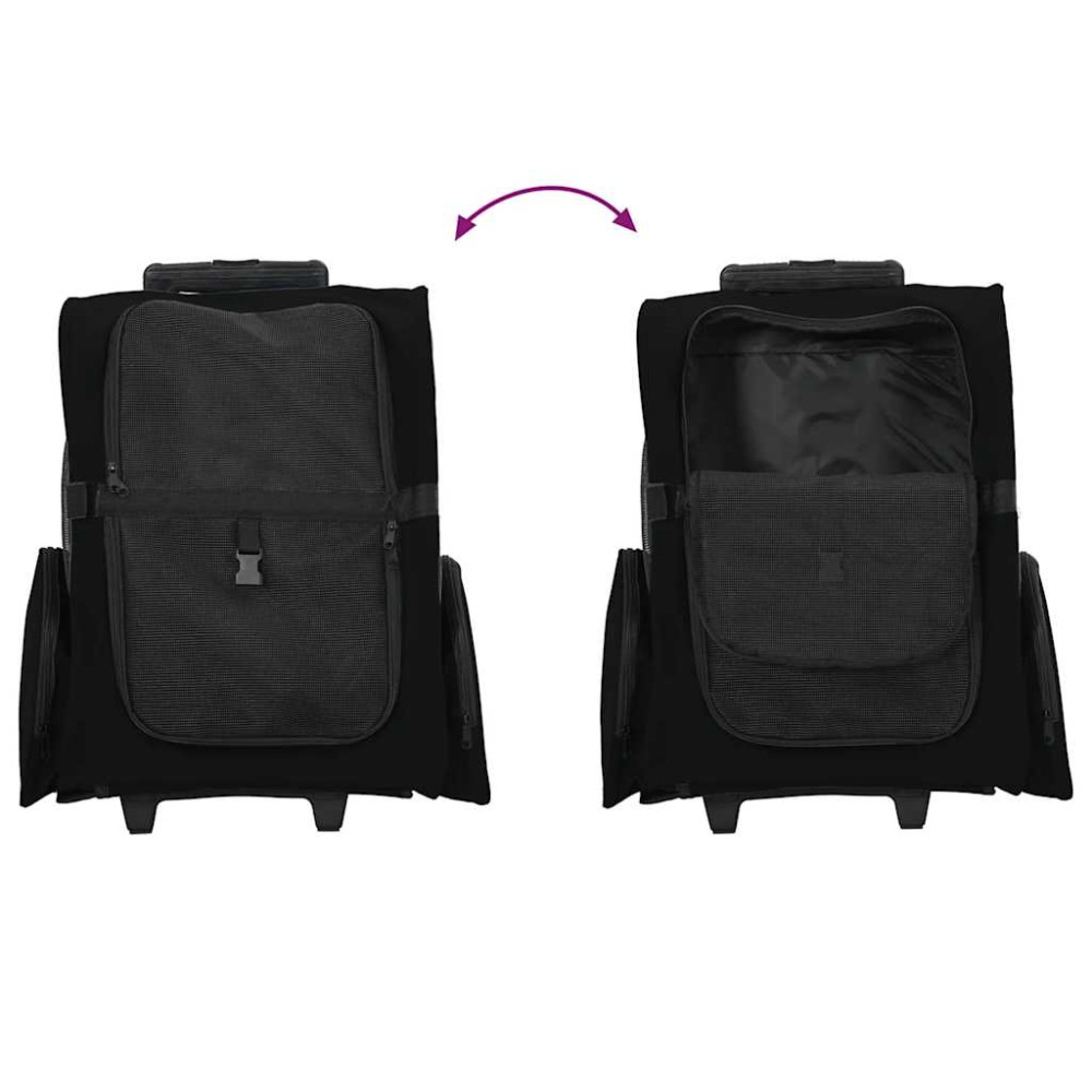 Produktbild för Husdjursvagn 3-i-1-design svart 48x32x(57-106) cm oxfordtyg