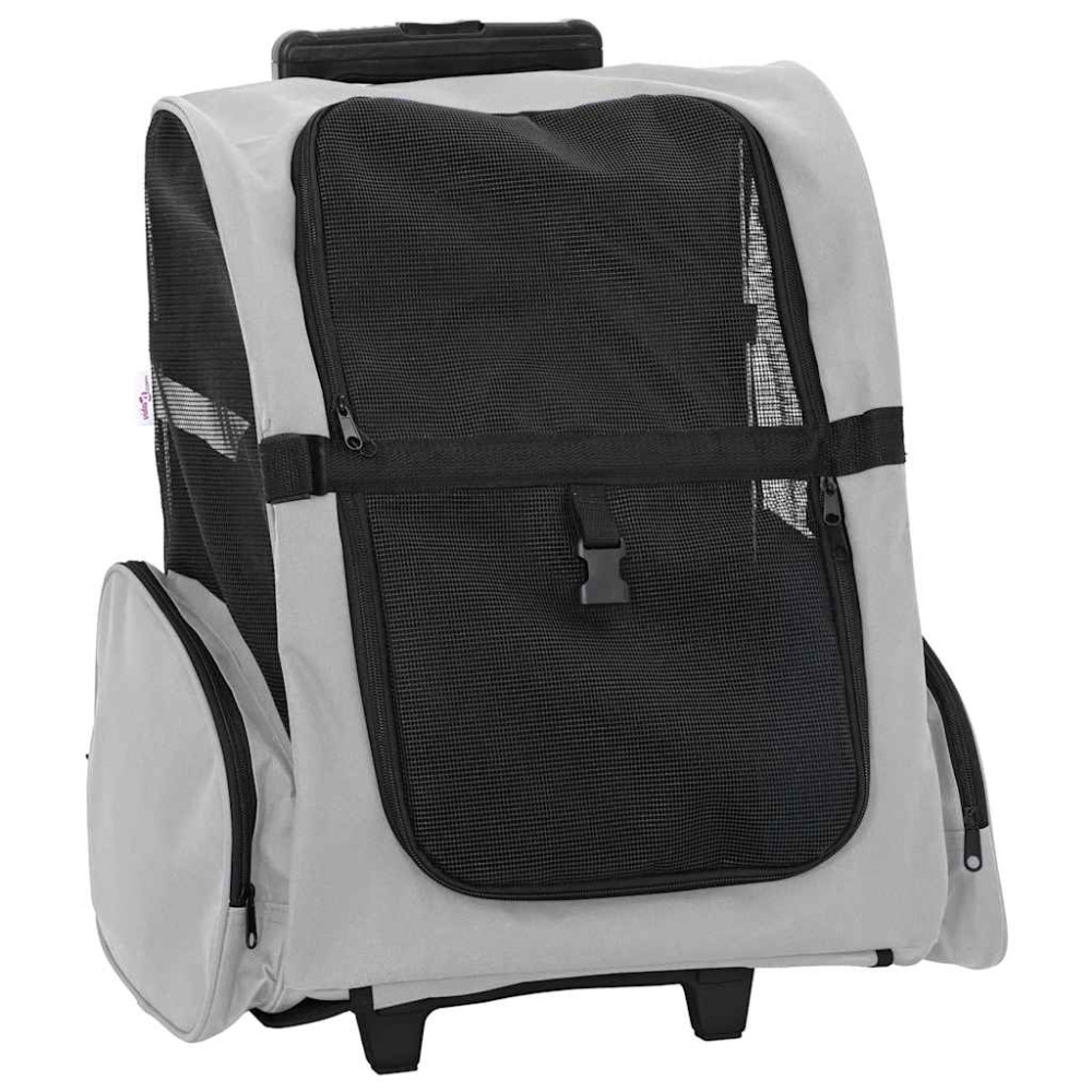 Produktbild för Husdjursvagn 3-i-1-design grå 48x32x(57-106) cm oxfordtyg