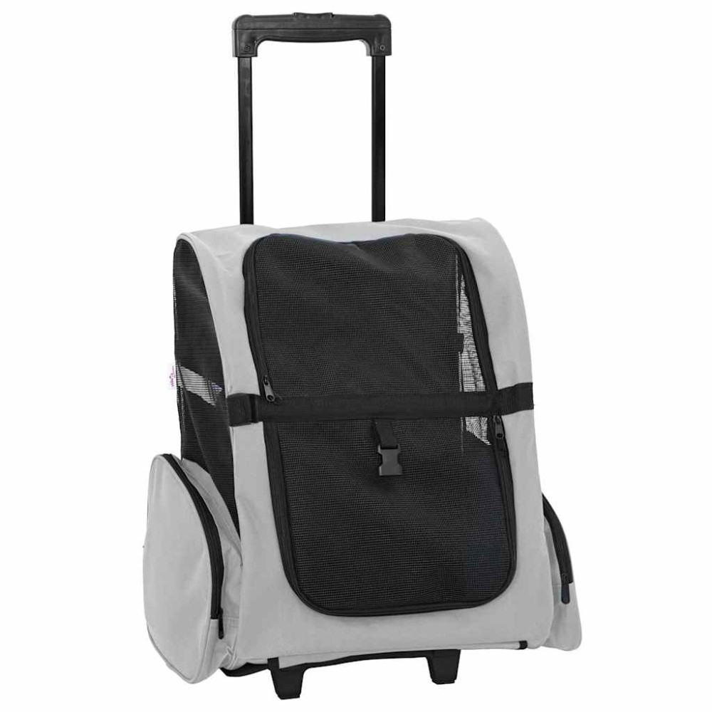 Produktbild för Husdjursvagn 3-i-1-design grå 48x32x(57-106) cm oxfordtyg