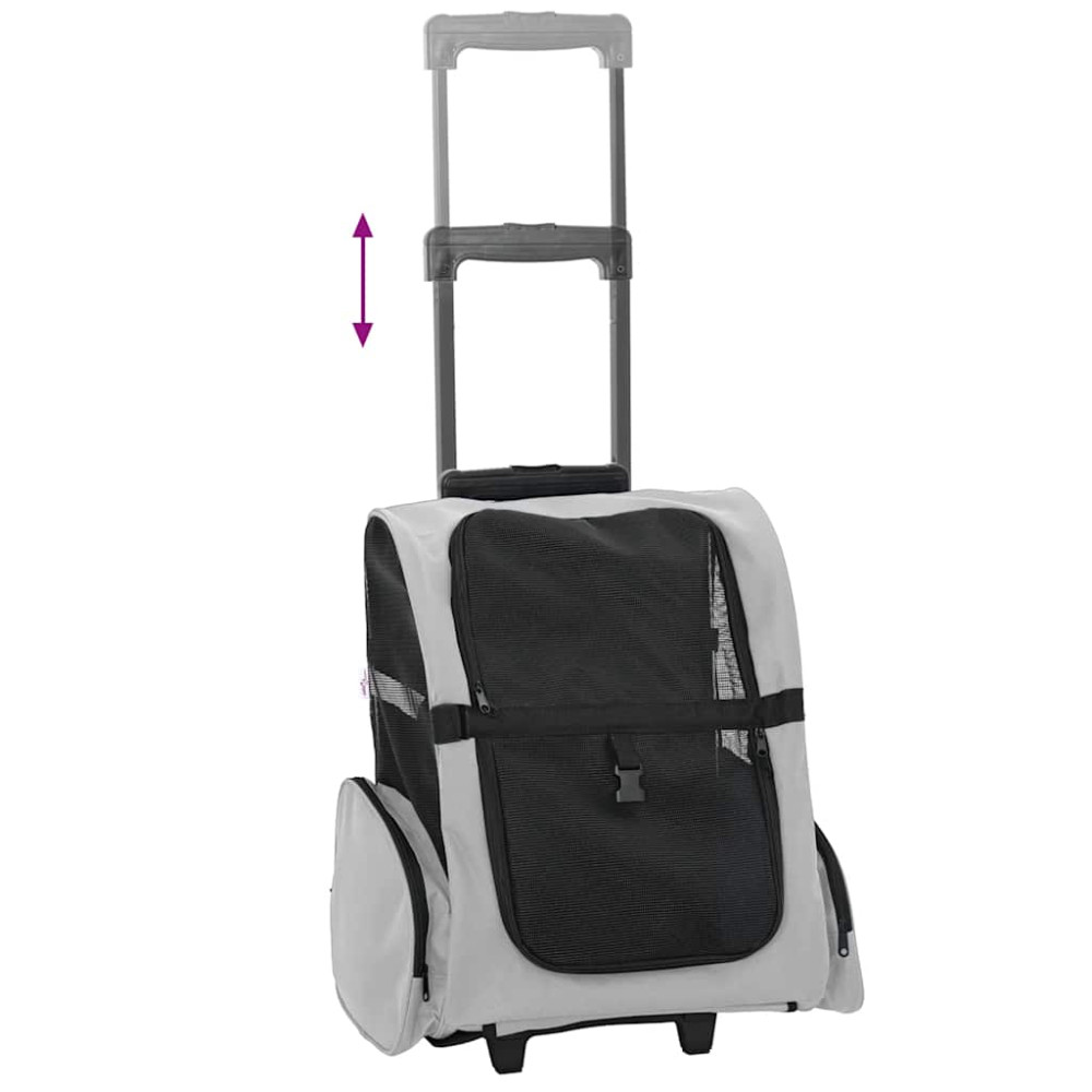 Produktbild för Husdjursvagn 3-i-1-design grå 48x32x(57-106) cm oxfordtyg