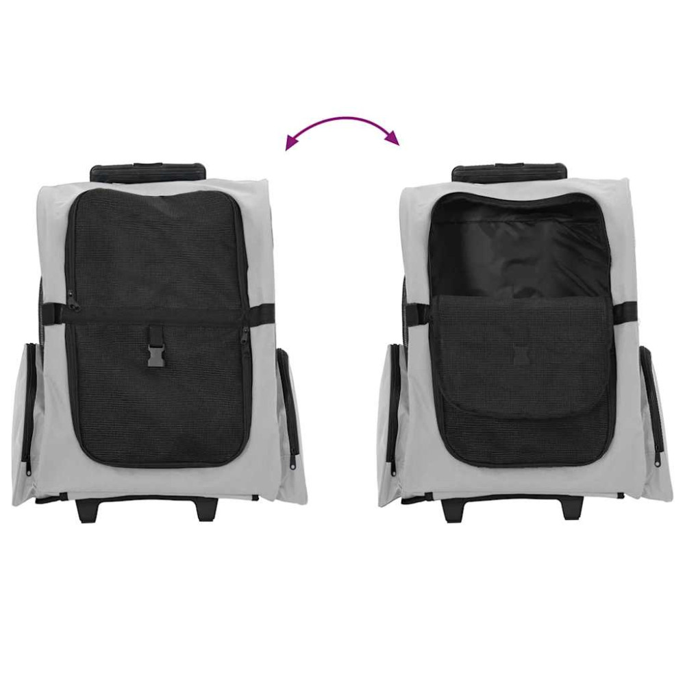 Produktbild för Husdjursvagn 3-i-1-design grå 48x32x(57-106) cm oxfordtyg