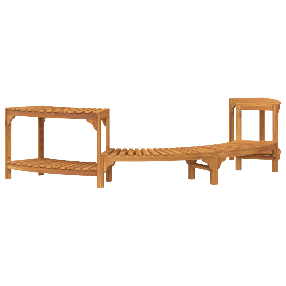 Produktbild för Badsurrund halvrund Brun 252 x 112 x 55,5 cm Massivt Akaciaträ