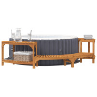 Produktbild för Badsurrund halvrund Brun 252 x 112 x 55,5 cm Massivt Akaciaträ