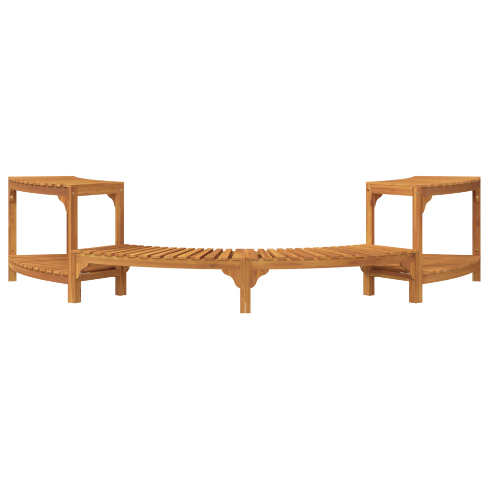 Produktbild för Badsurrund halvrund Brun 252 x 112 x 55,5 cm Massivt Akaciaträ
