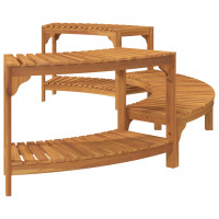 Produktbild för Badsurrund halvrund Brun 252 x 112 x 55,5 cm Massivt Akaciaträ