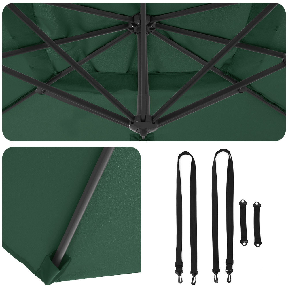 Produktbild för Roma Parasol Grön 286 x 284 x 265 cm Aluminium och Polyester