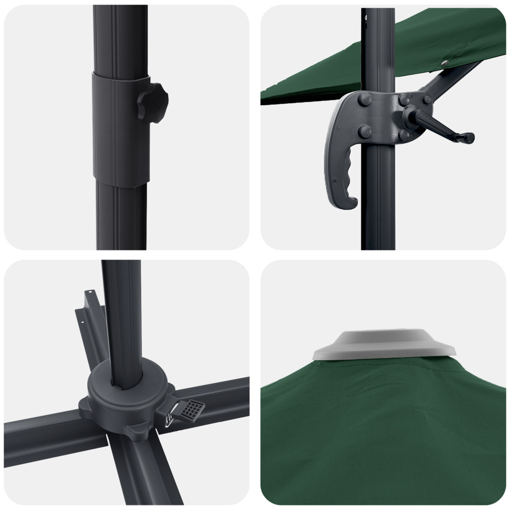 Produktbild för Roma Parasol Grön 286 x 284 x 265 cm Aluminium och Polyester