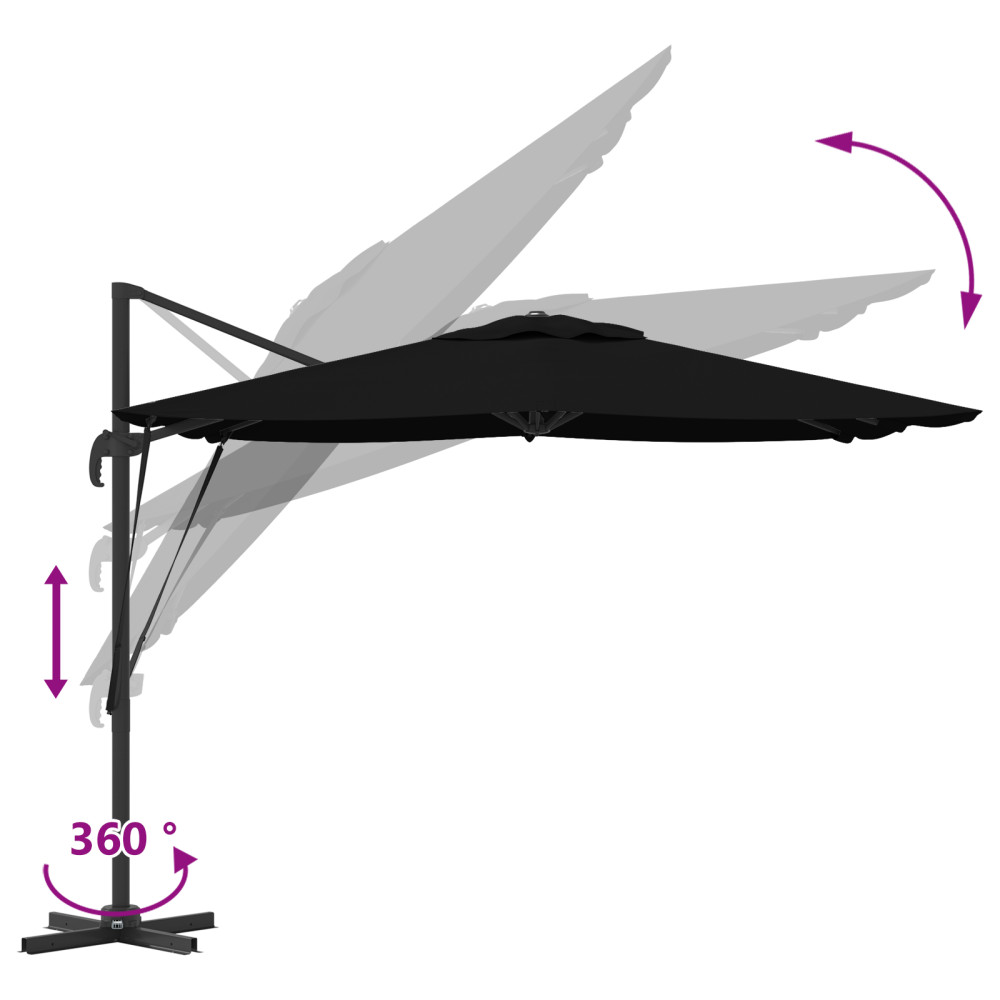 Produktbild för Roma Parasol Svart 286 x 284 x 265 cm Aluminium och Polyester