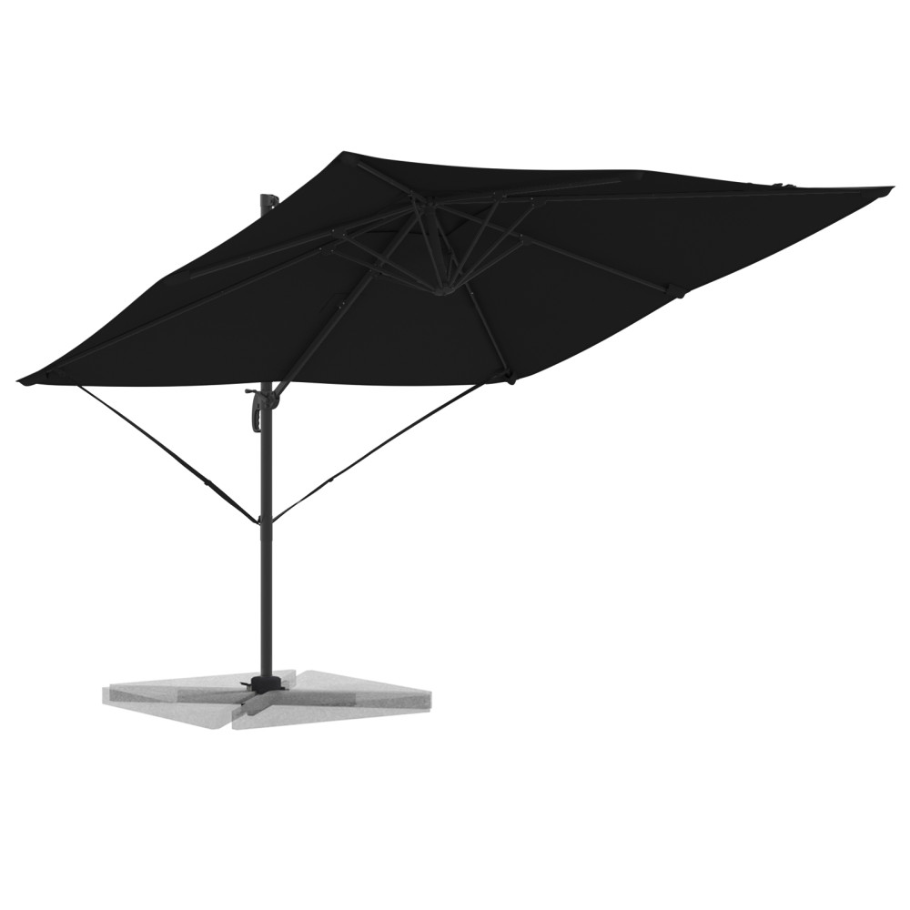 Produktbild för Roma Parasol Svart 286 x 284 x 265 cm Aluminium och Polyester