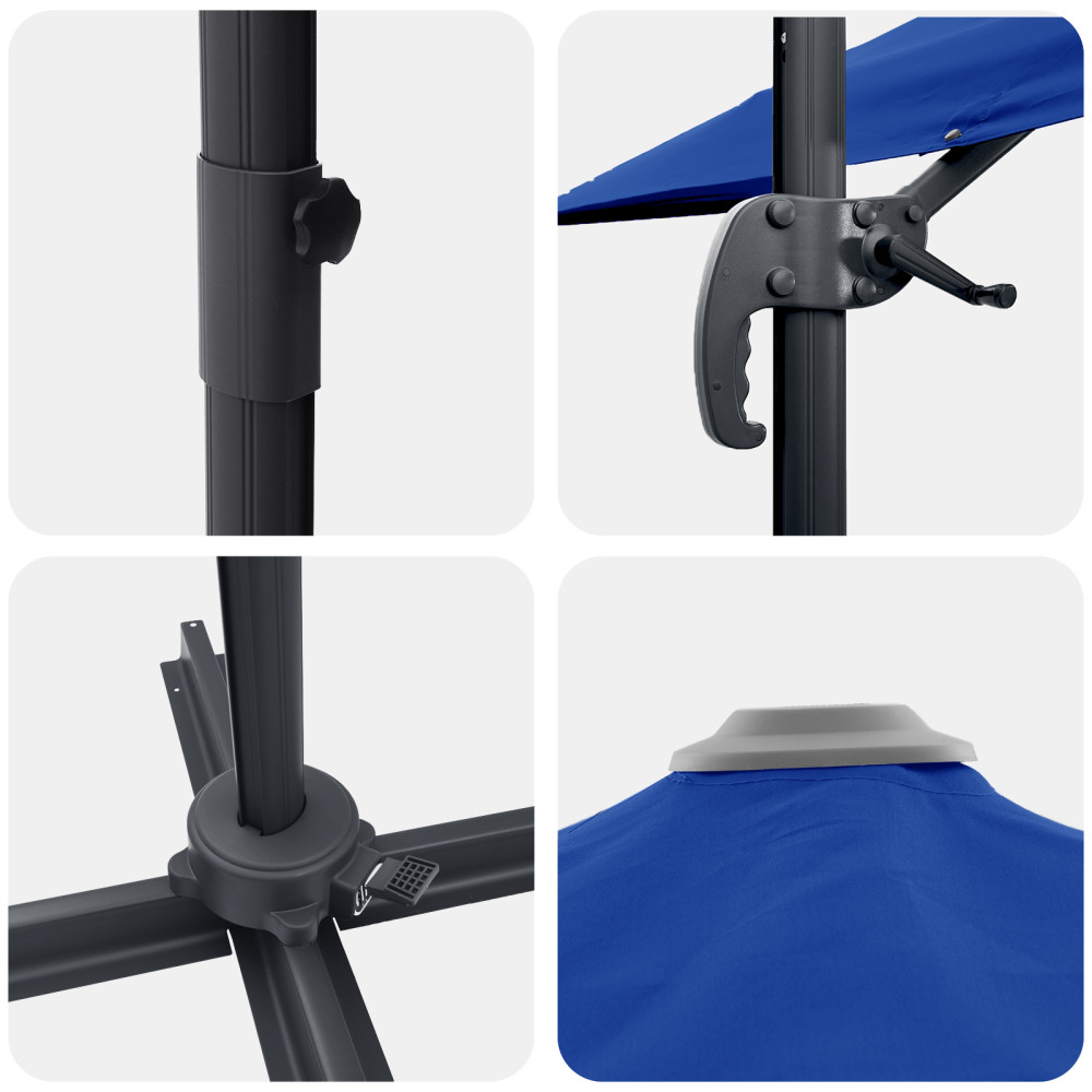 Produktbild för Roma Parasol Blå 286 x 284 x 265 cm Aluminium och Polyester