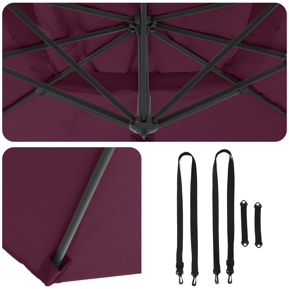 Produktbild för Roma Parasol Röd 286 x 284 x 265 cm Aluminium och Polyester