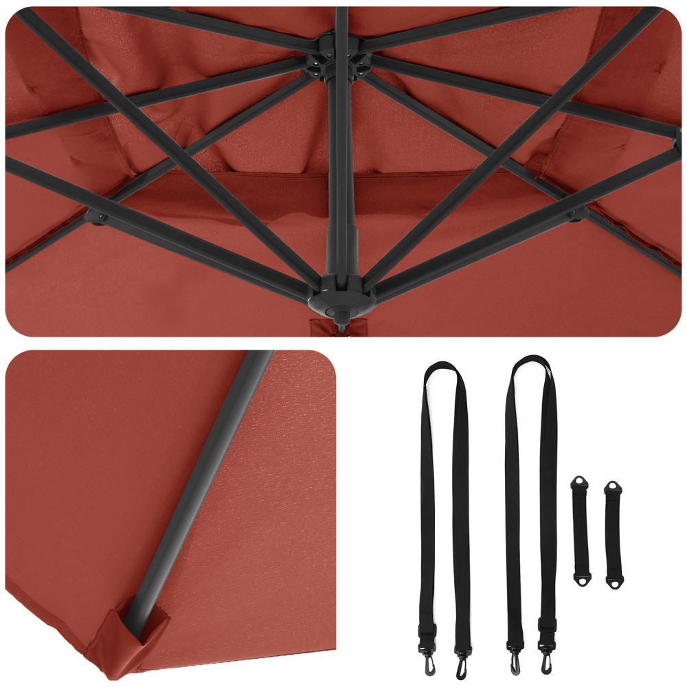 Produktbild för Roma Parasol Röd 286 x 284 x 265 cm Aluminium och Polyester