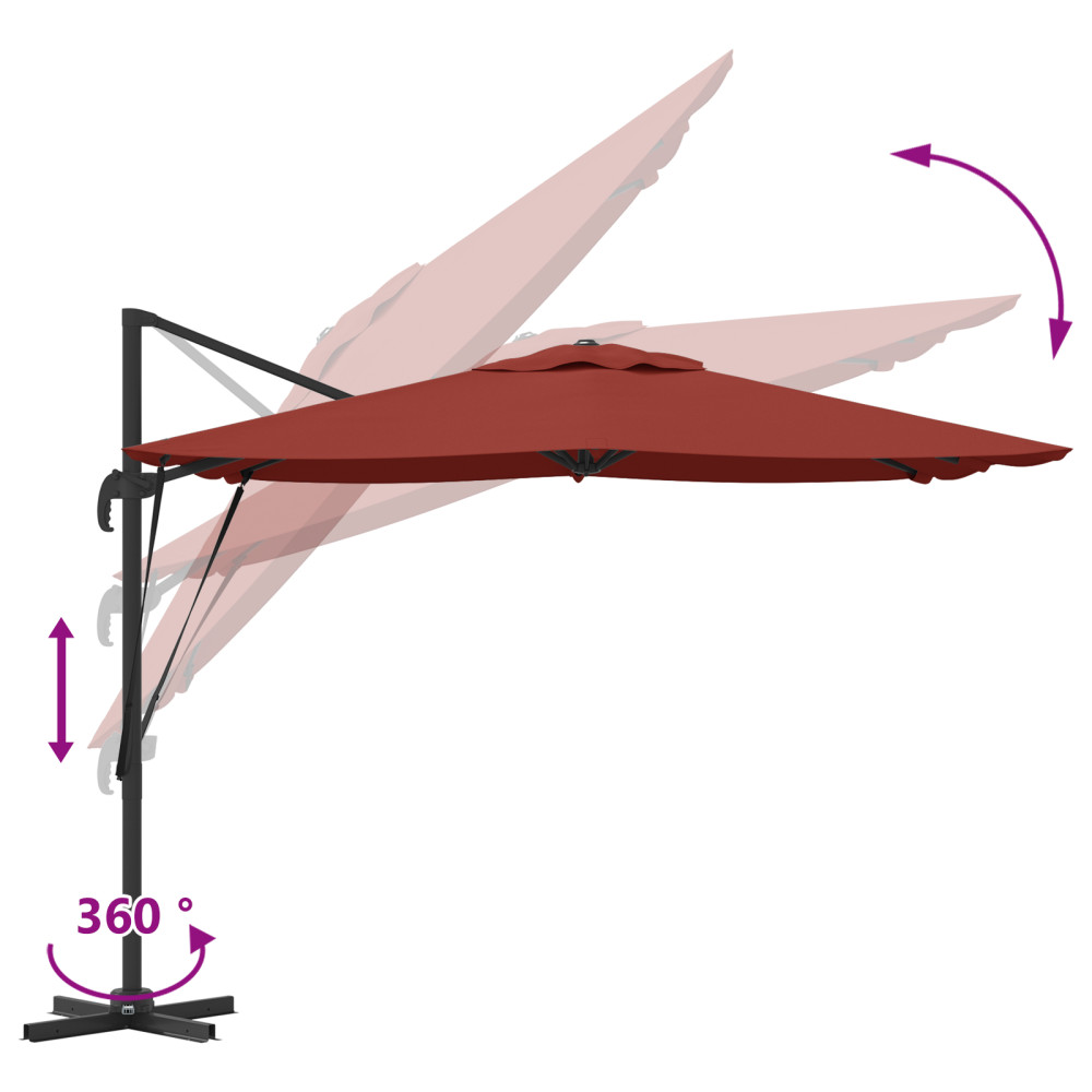 Produktbild för Roma Parasol Röd 286 x 284 x 265 cm Aluminium och Polyester