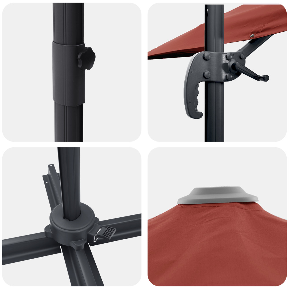 Produktbild för Roma Parasol Röd 286 x 284 x 265 cm Aluminium och Polyester