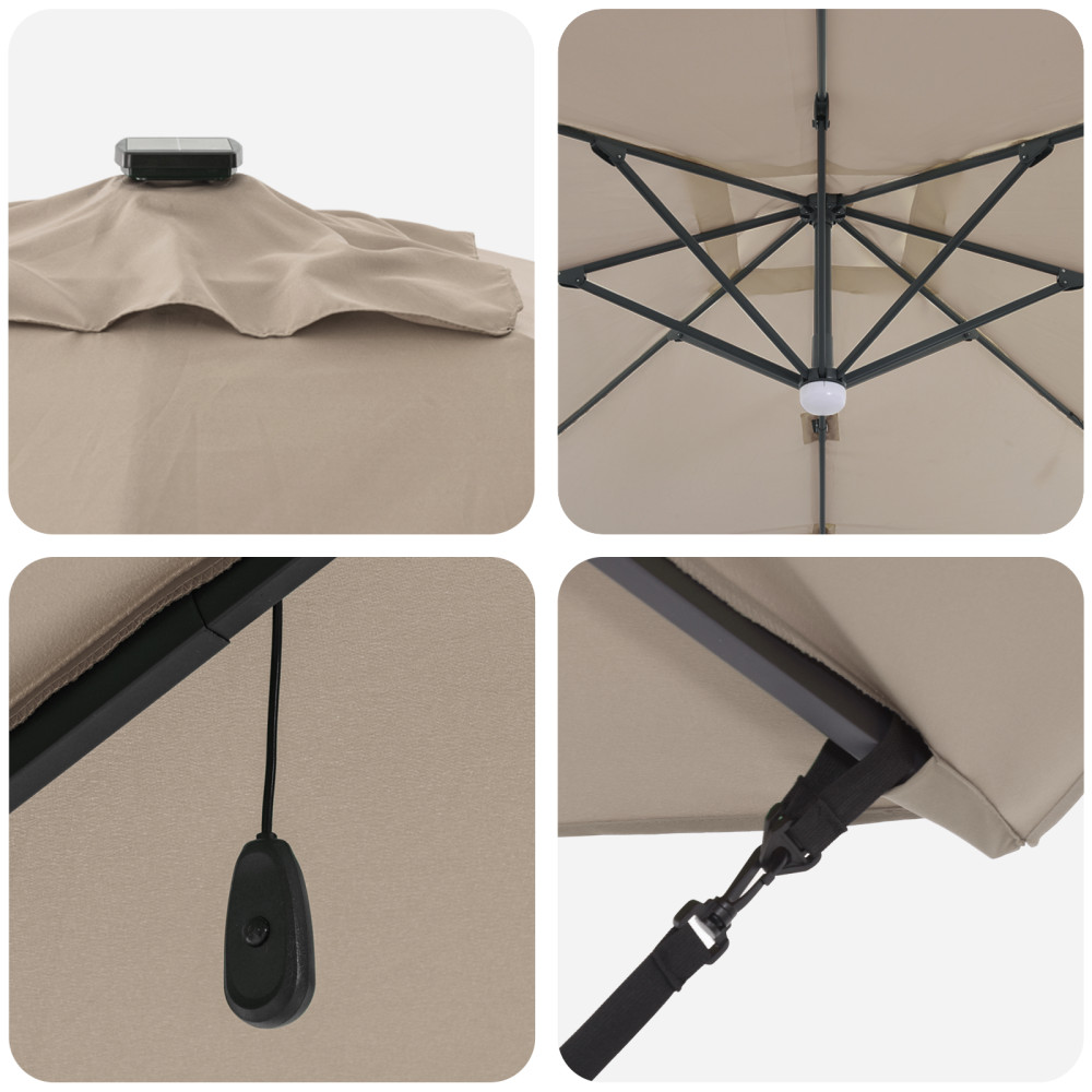 Produktbild för Roma Parasol Taupe 286 x 284 x 270 cm Aluminium och Polyester
