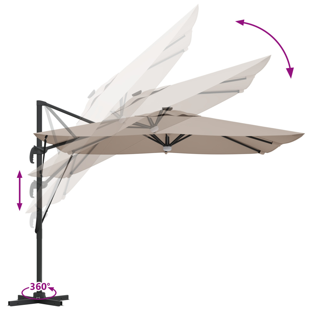 Produktbild för Roma Parasol Taupe 286 x 284 x 270 cm Aluminium och Polyester