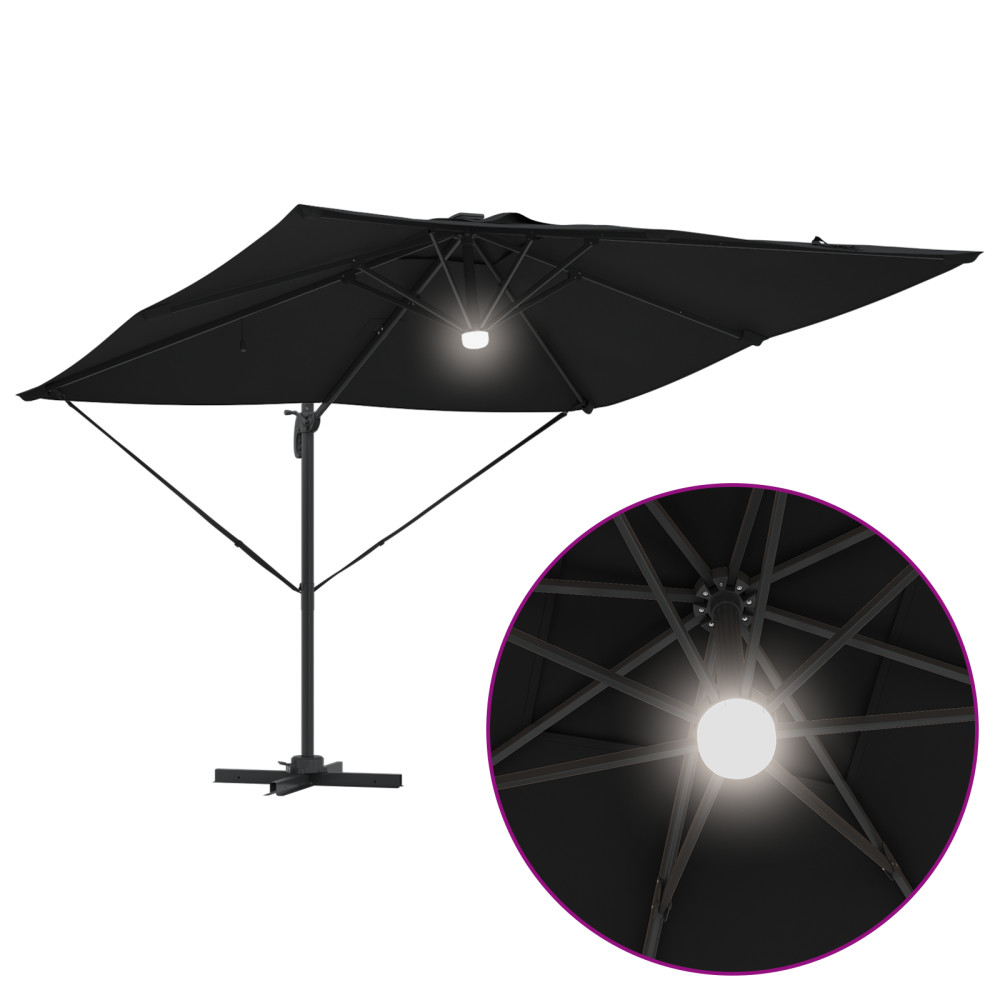Produktbild för Roma Parasol Svart 286 x 284 x 270 cm Aluminium och Polyester