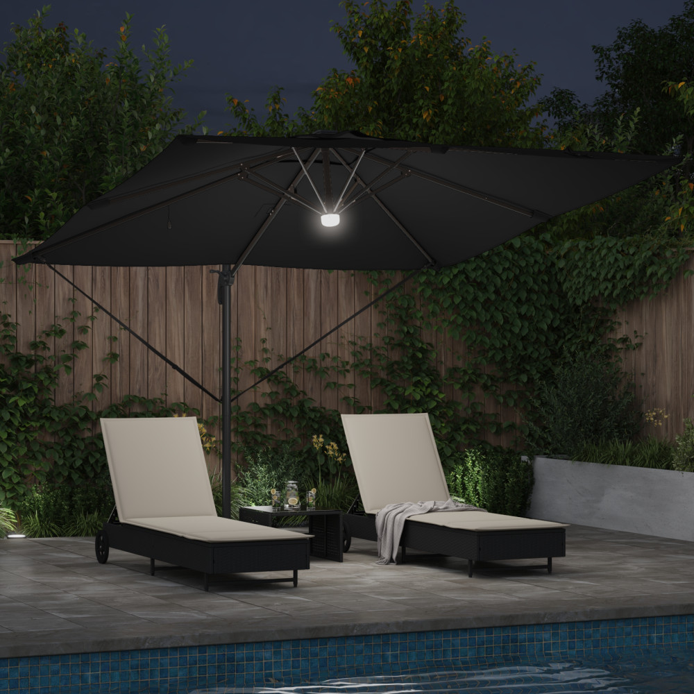 Produktbild för Roma Parasol Svart 286 x 284 x 270 cm Aluminium och Polyester
