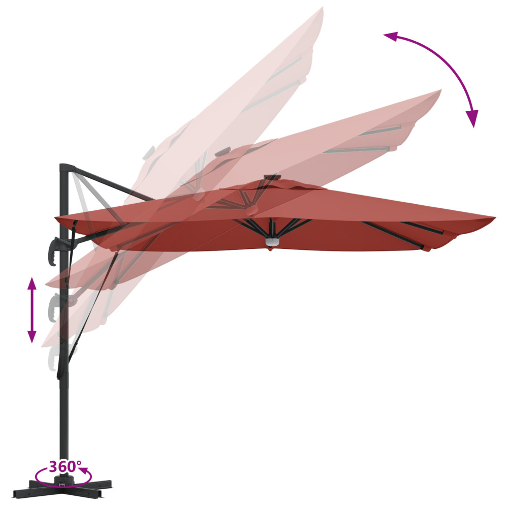Produktbild för Roma Parasol Röd 286 x 284 x 270 cm Aluminium och Polyester