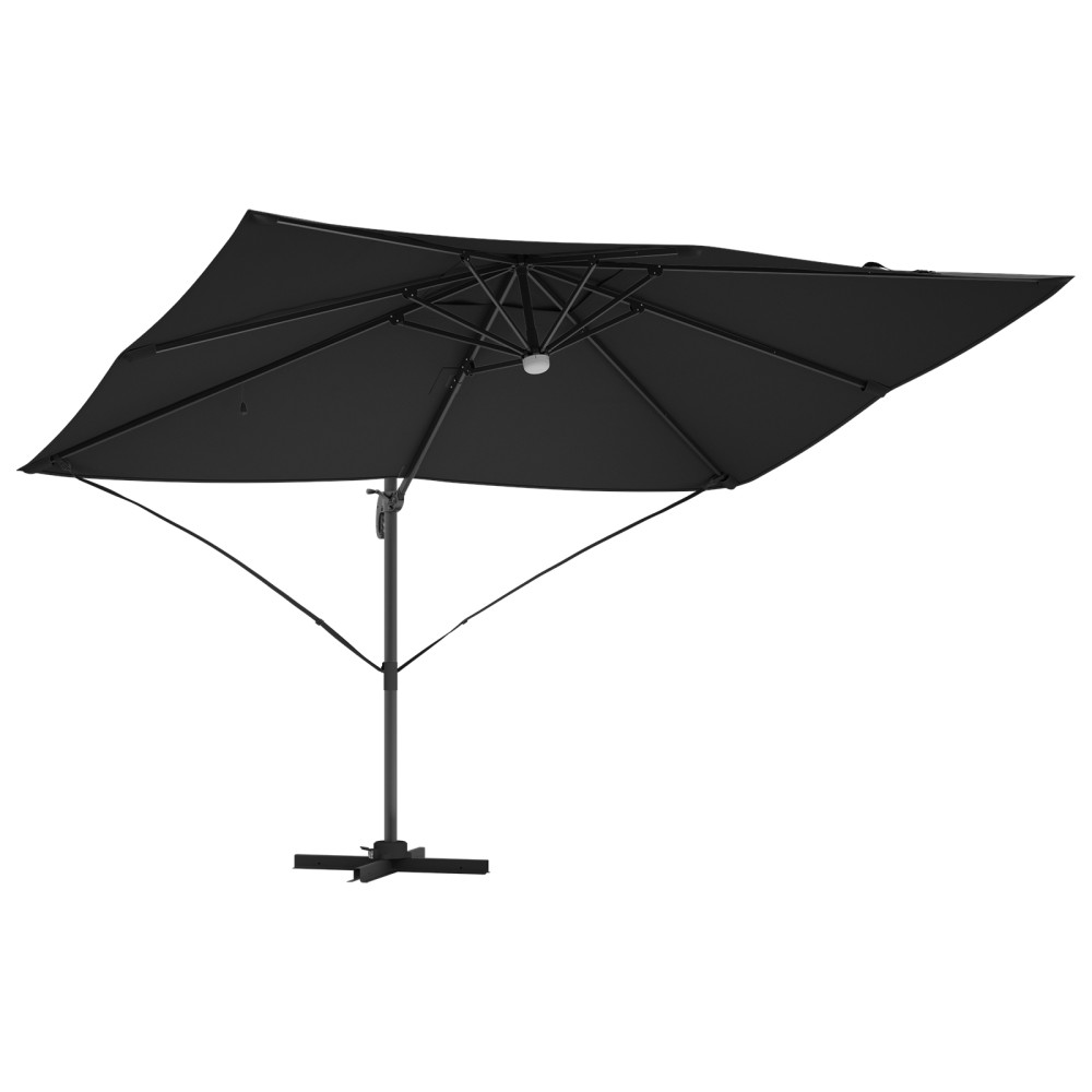 Produktbild för Parasoll Svart 351 x 250 x 253 cm Polyester och aluminium