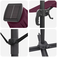 Produktbild för Parasoll med LED -remsljus Bordeaux Röd 351 x 250 x 253 cm