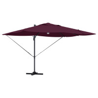 Produktbild för Parasoll med LED -remsljus Bordeaux Röd 351 x 250 x 253 cm