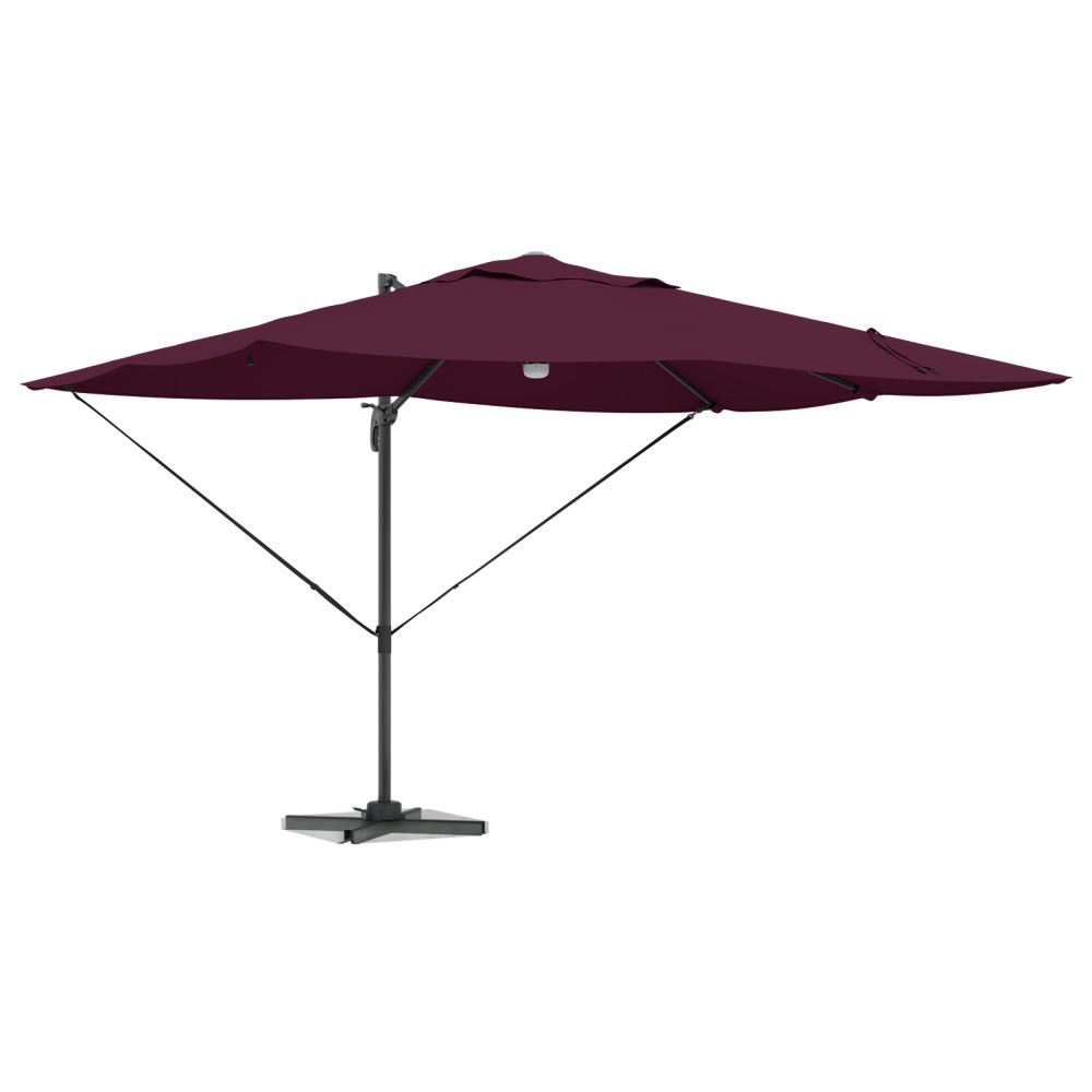 Produktbild för Parasoll med LED -remsljus Bordeaux Röd 351 x 250 x 253 cm