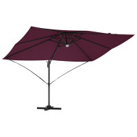 Produktbild för Parasoll med LED -remsljus Bordeaux Röd 351 x 250 x 253 cm
