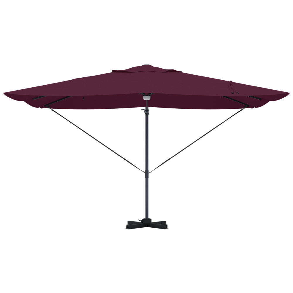 Produktbild för Parasoll med LED -remsljus Bordeaux Röd 351 x 250 x 253 cm