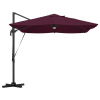 Produktbild för Parasoll med LED -remsljus Bordeaux Röd 351 x 250 x 253 cm