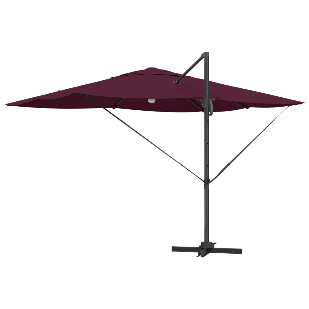 Produktbild för Parasoll med LED -remsljus Bordeaux Röd 351 x 250 x 253 cm