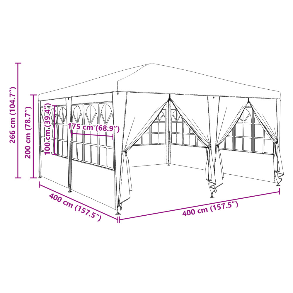 Produktbild för Partytält Antracit 400 x 400 x 266 cm polyeten