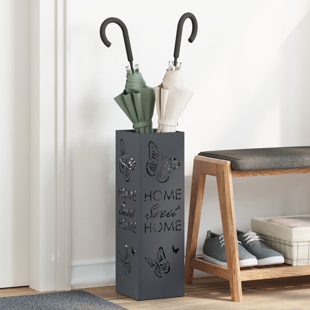 Produktbild för Regn Paraplyställ med lagring Antracit 15,5 x 15,5 x 49 cm Stål