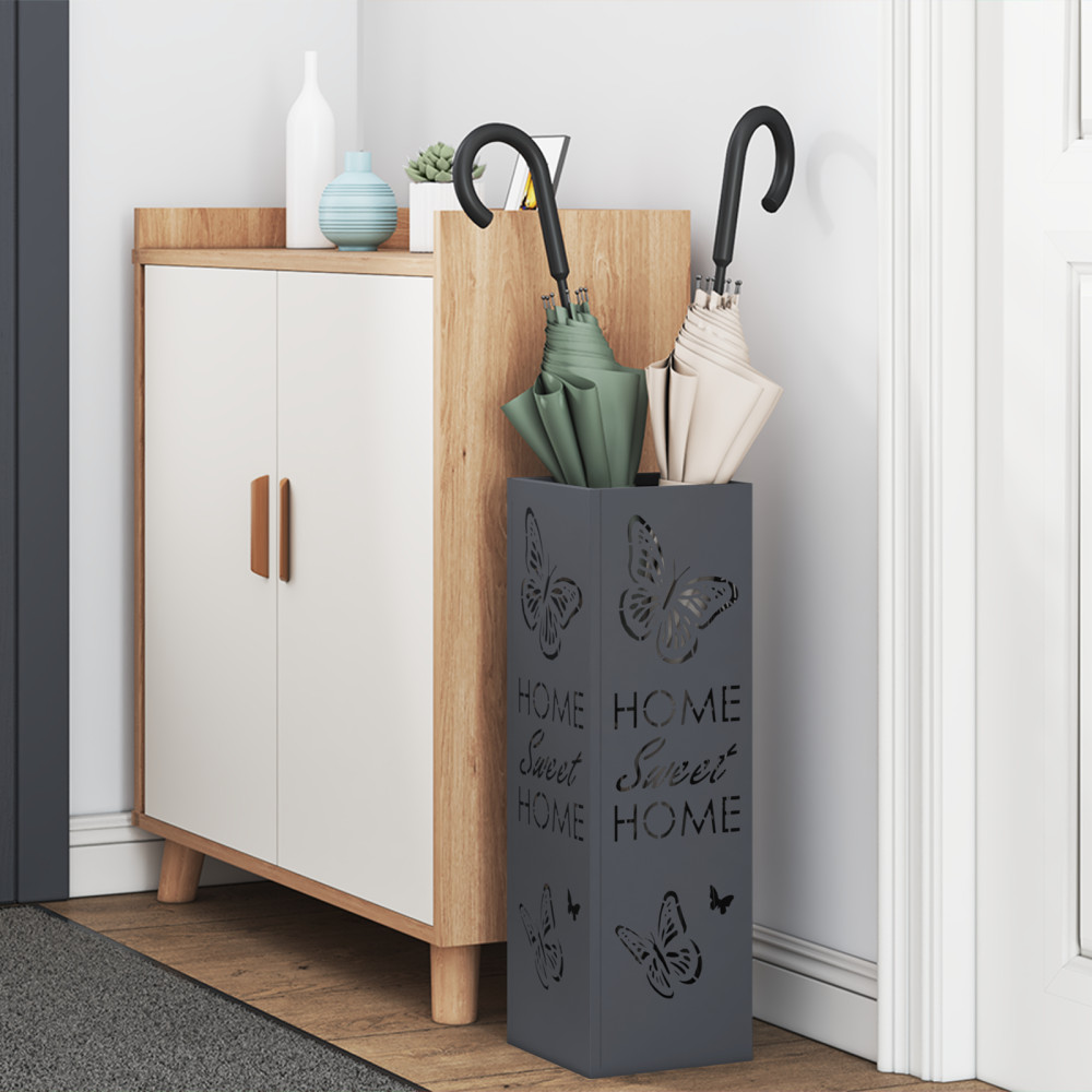 Produktbild för Regn Paraplyställ med lagring Antracit 15,5 x 15,5 x 49 cm Stål