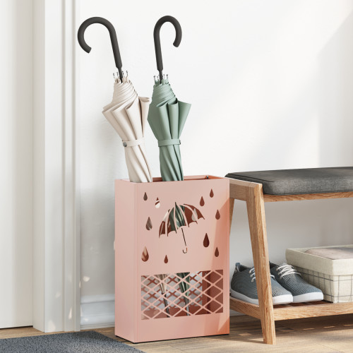 vidaXL Regn Paraplyställ Rosa 28 x 12 x 41 cm Stål